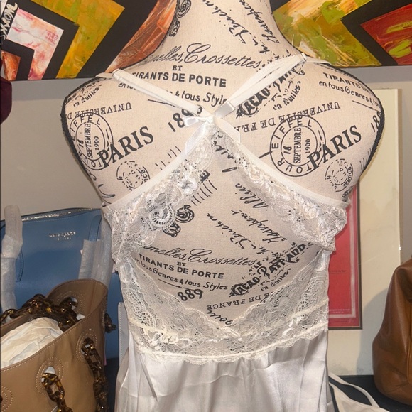 Avid love White Satin Lace Slip Dress & g string set NWT size small - Picture 4 of 7